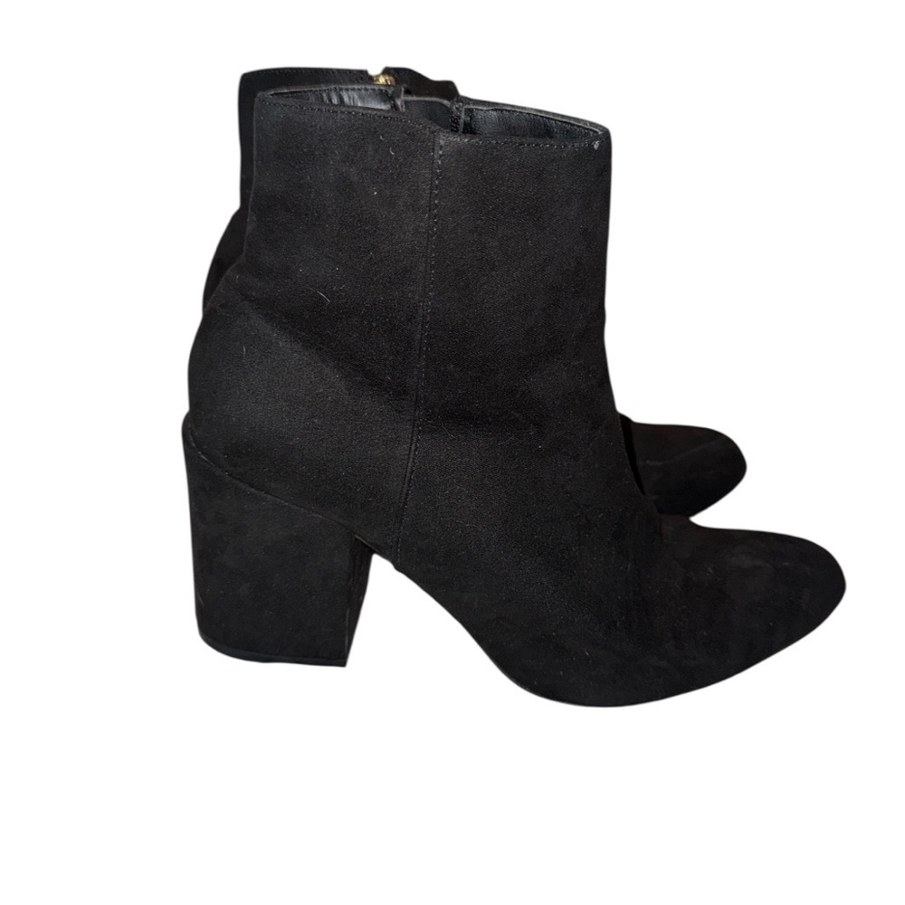 🔵 Fashion Nova Black Suede Block Heel Ankle Booties Size 9